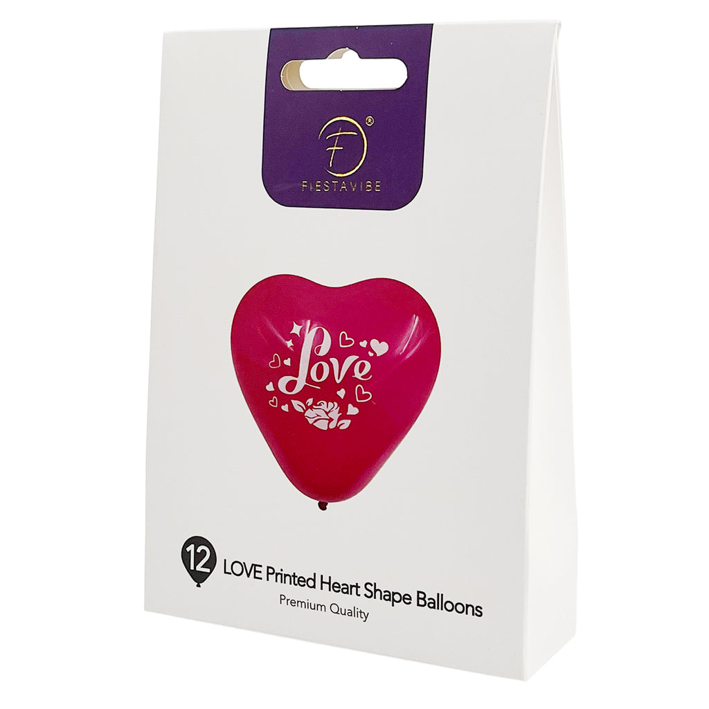 12-Pack 10" Red 'LOVE' Heart Balloons – Printed Romantic Balloons for Valentine’s Day & Proposals