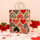 6-Pack Medium Valentine Kraft Gift Bags – 21x11x27cm Assorted Romantic Paper Bags for Gifts & Treats