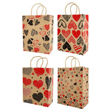 6-Pack Medium Valentine Kraft Gift Bags – 21x11x27cm Assorted Romantic Paper Bags for Gifts & Treats