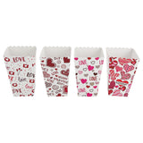 4-Pack Assorted Valentine Popcorn Boxes – Heart-Themed Treat Containers for Parties & Movie Nights