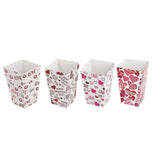 4-Pack Assorted Valentine Popcorn Boxes – Heart-Themed Treat Containers for Parties & Movie Nights