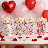 4-Pack Assorted Valentine Popcorn Boxes – Heart-Themed Treat Containers for Parties & Movie Nights