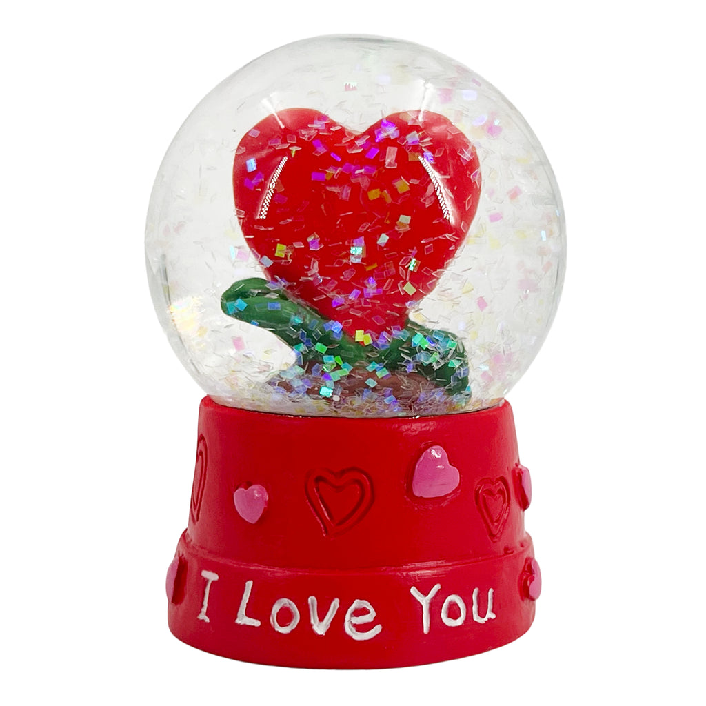 Love Water Globe 4.5x4.5x6.5cm – Romantic Snow Globe with Heart & Glitter for Valentine’s Keepsake
