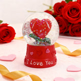 Love Water Globe 4.5x4.5x6.5cm – Romantic Snow Globe with Heart & Glitter for Valentine’s Keepsake