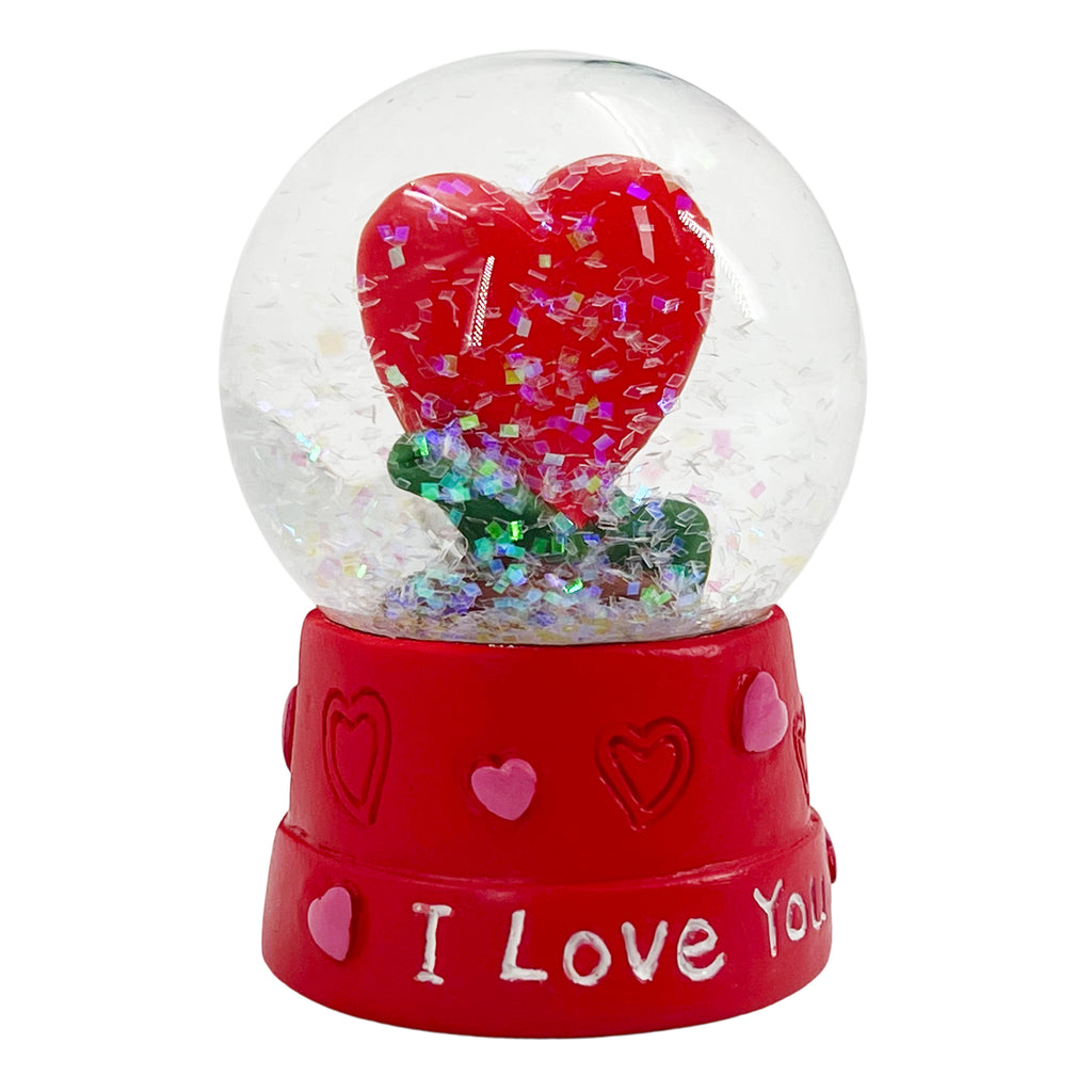 Love Water Globe 4.5x4.5x6.5cm – Romantic Snow Globe with Heart & Glitter for Valentine’s Keepsake