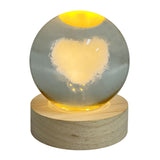 Love Crystal Ball with LED Light 7x7x10cm – Illuminated Romantic Decor for Valentine’s, Weddings & Nightstands