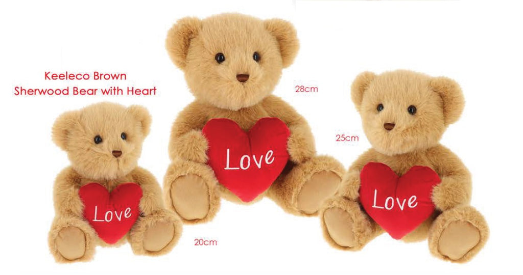 25cm Keeleco Brown Sherwood Bear with Heart – Large Valentine’s Teddy for Premium Gifting