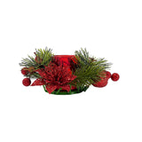 Elegant Red Glass Candle Holder - 15cm Decorated Centerpiece