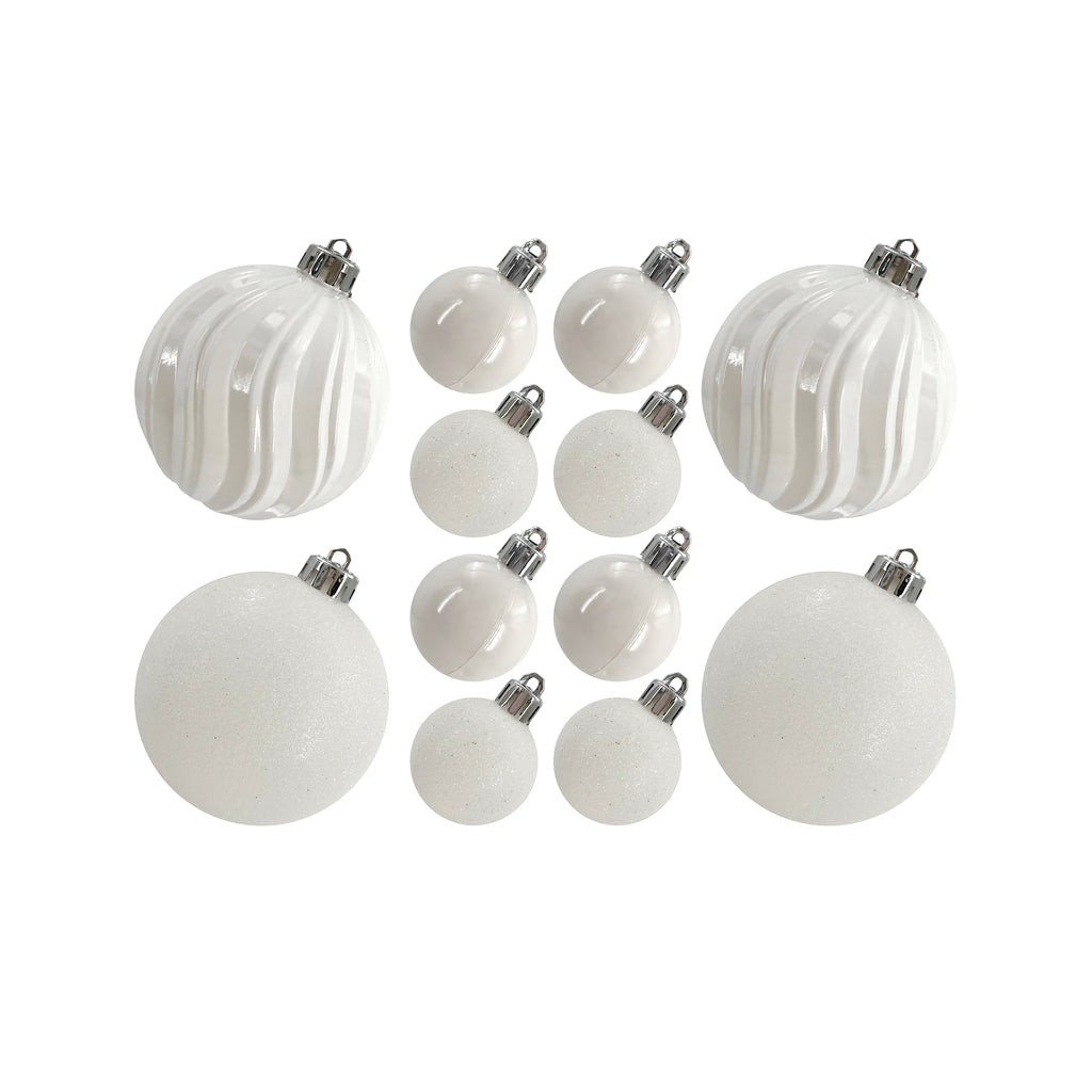 Designer Baubles Gift Set White 4 & 8cm Mixed 20Pcs/Box