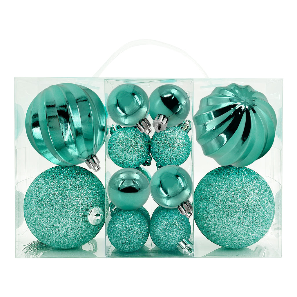 Designer Baubles Gift Set Turquoise 4 & 8cm Mixed 20Pcs/Box