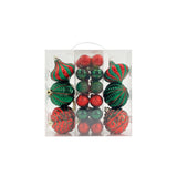 Designer Baubles Gift Set Red/Green 4 & 8cm Mixed 30Pcs/Box