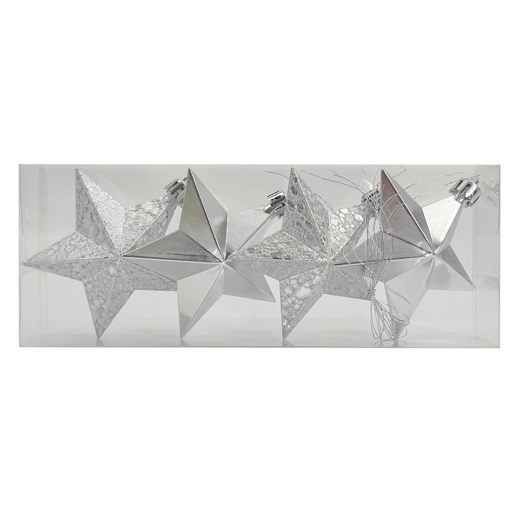 Hanging Stars Silver 8cm 4Pcs/Box