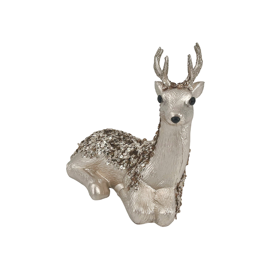 Deluxe Reindeer Decoration Champagne Gold 27x14x25cm