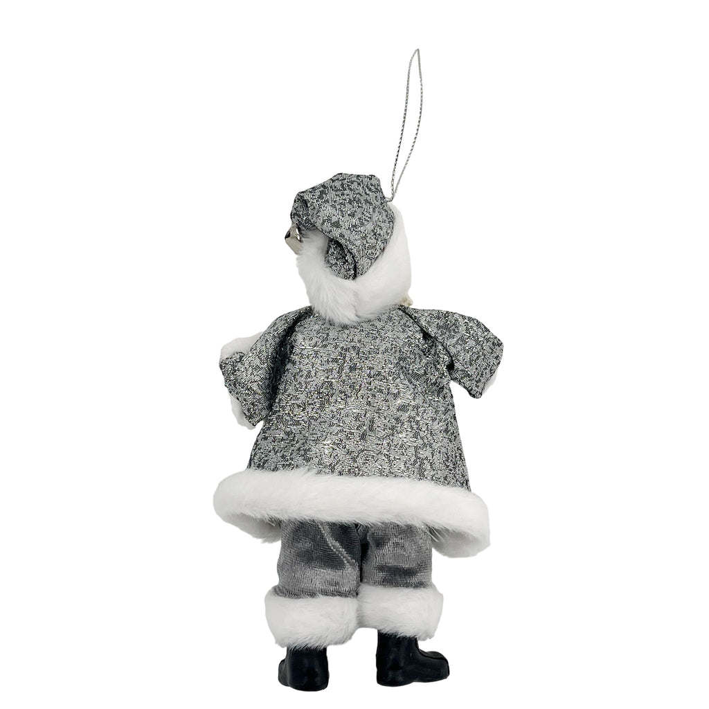 Standing Santa Decoration Silver 18cm