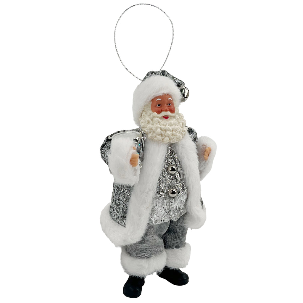 Standing Santa Decoration Silver 18cm