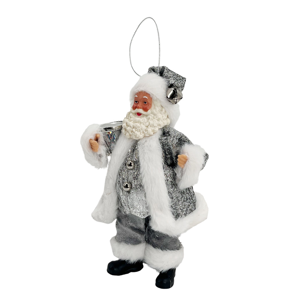 Standing Santa Decoration Silver 18cm