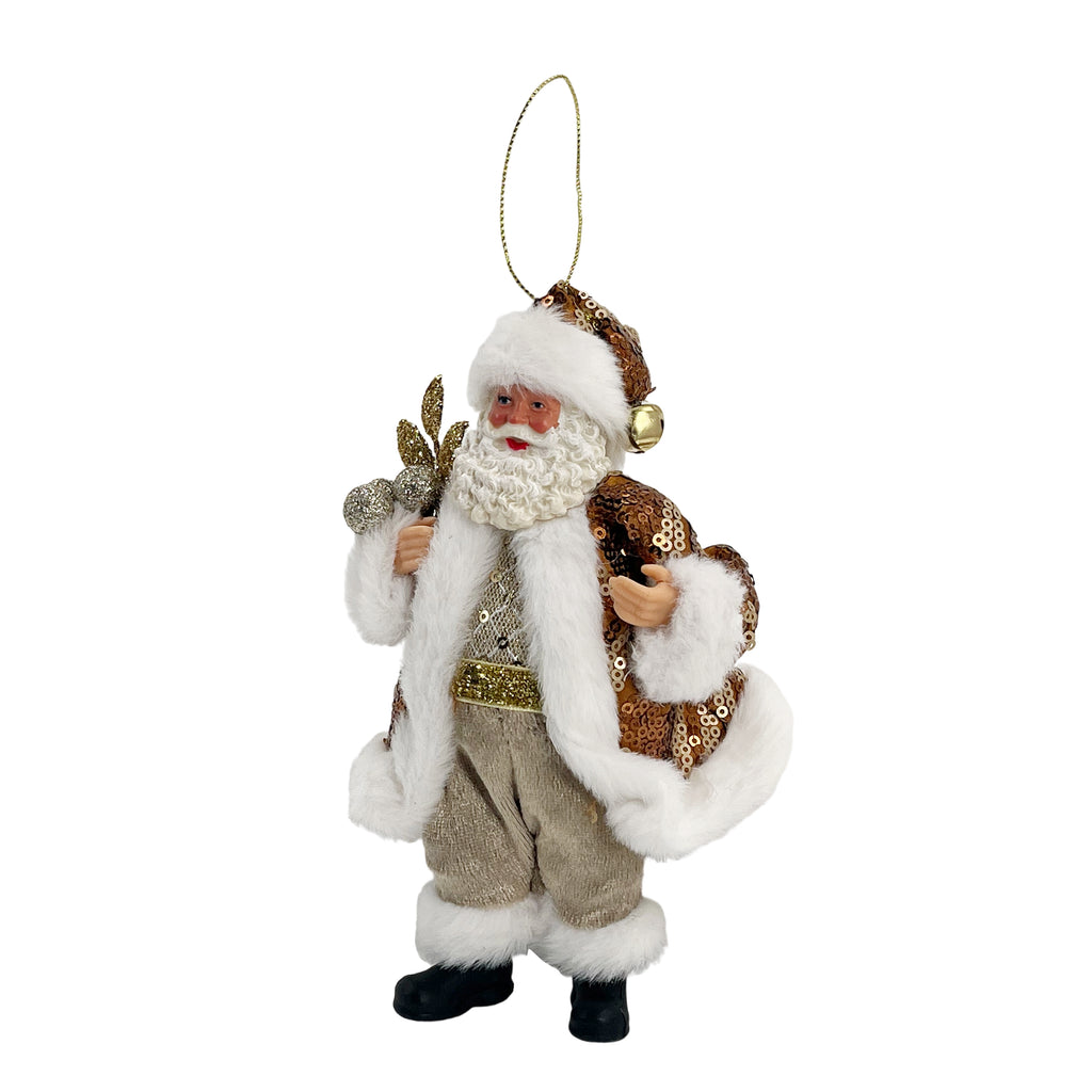 Standing Santa Decoration Gold 18cm