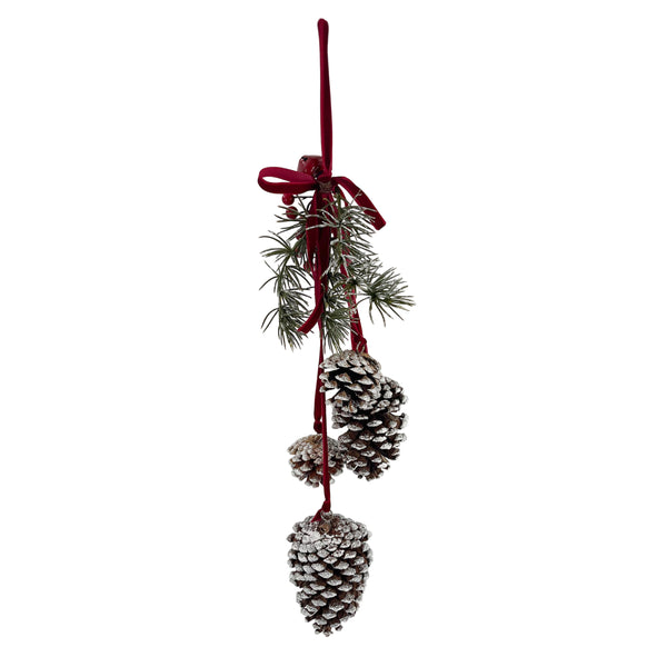 Hanging Pinecones White 50cm