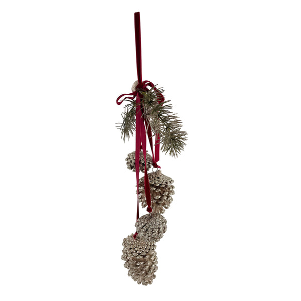 Hanging Pinecones Champagne Gold 50cm