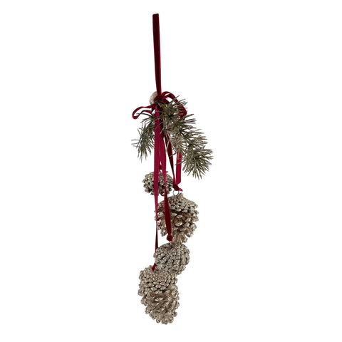 Hanging Pinecones Champagne Gold 50cm