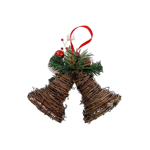 Hanging Rattan Bells Red 21x11x20cm