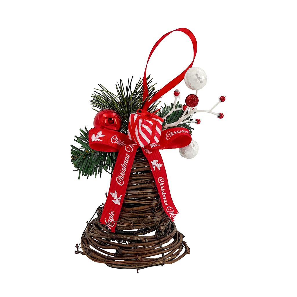 Hanging Rattan Bell Red 10x10x20cm