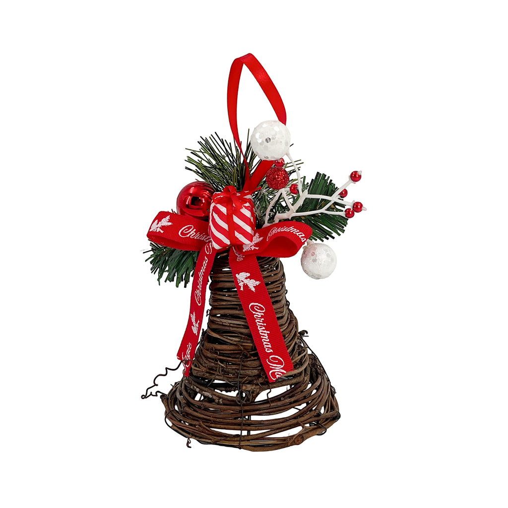 Hanging Rattan Bell Red 10x10x20cm
