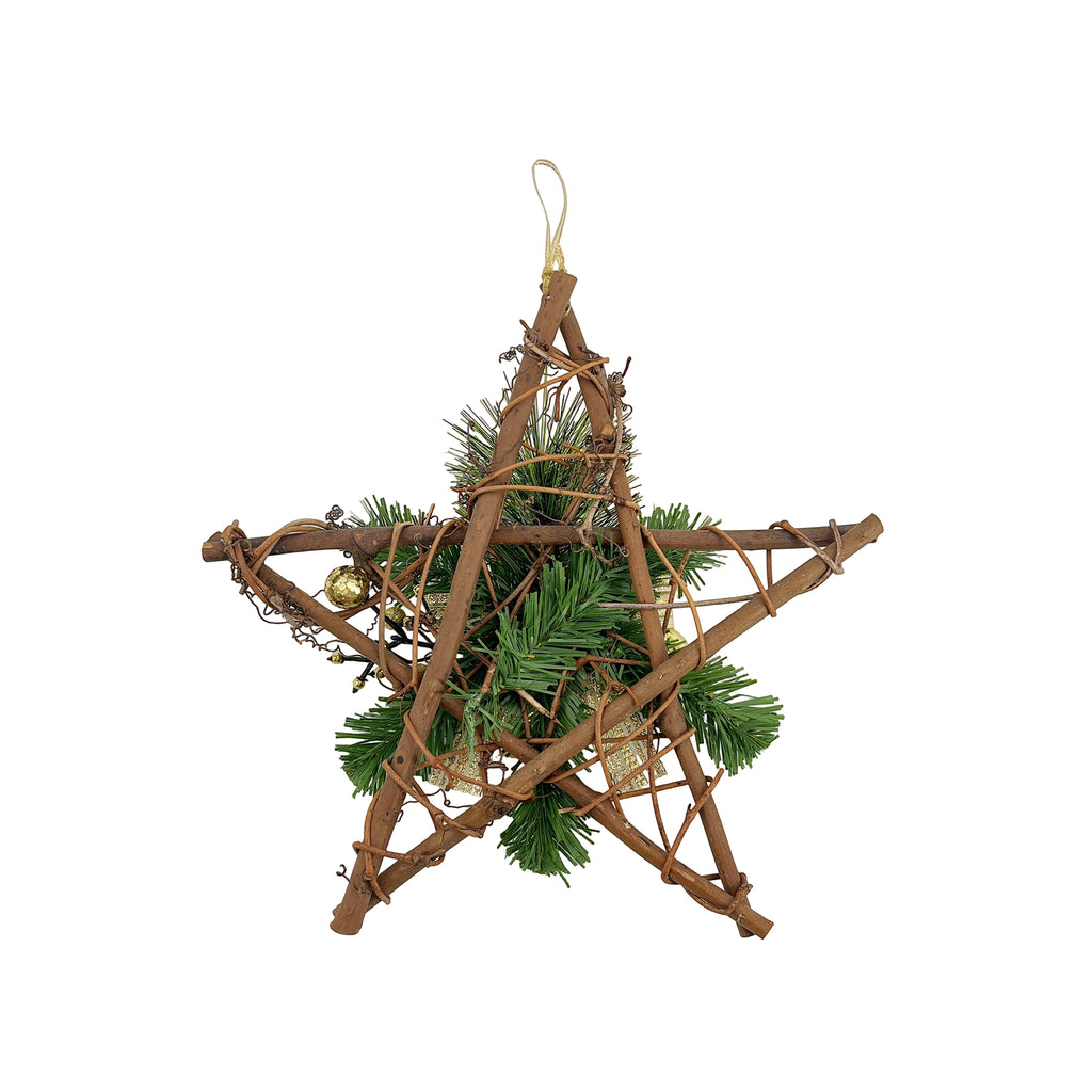 Hanging Rattan Star Gold 30x11x30cm