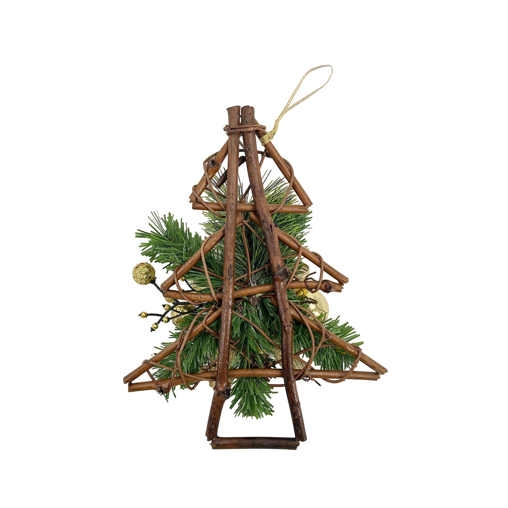 Hanging Rattan Tree Gold 23x6x30cm
