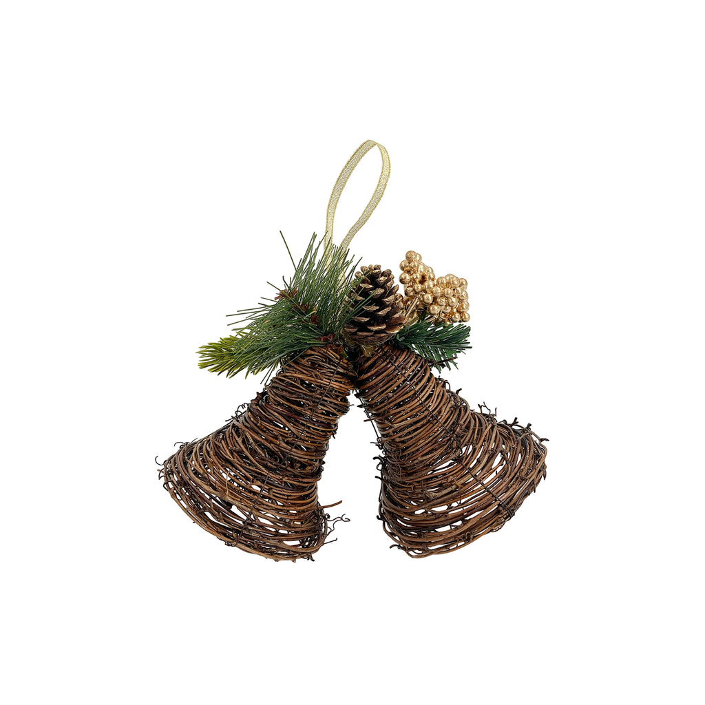 Hanging Rattan Bells Gold 21x11x20cm