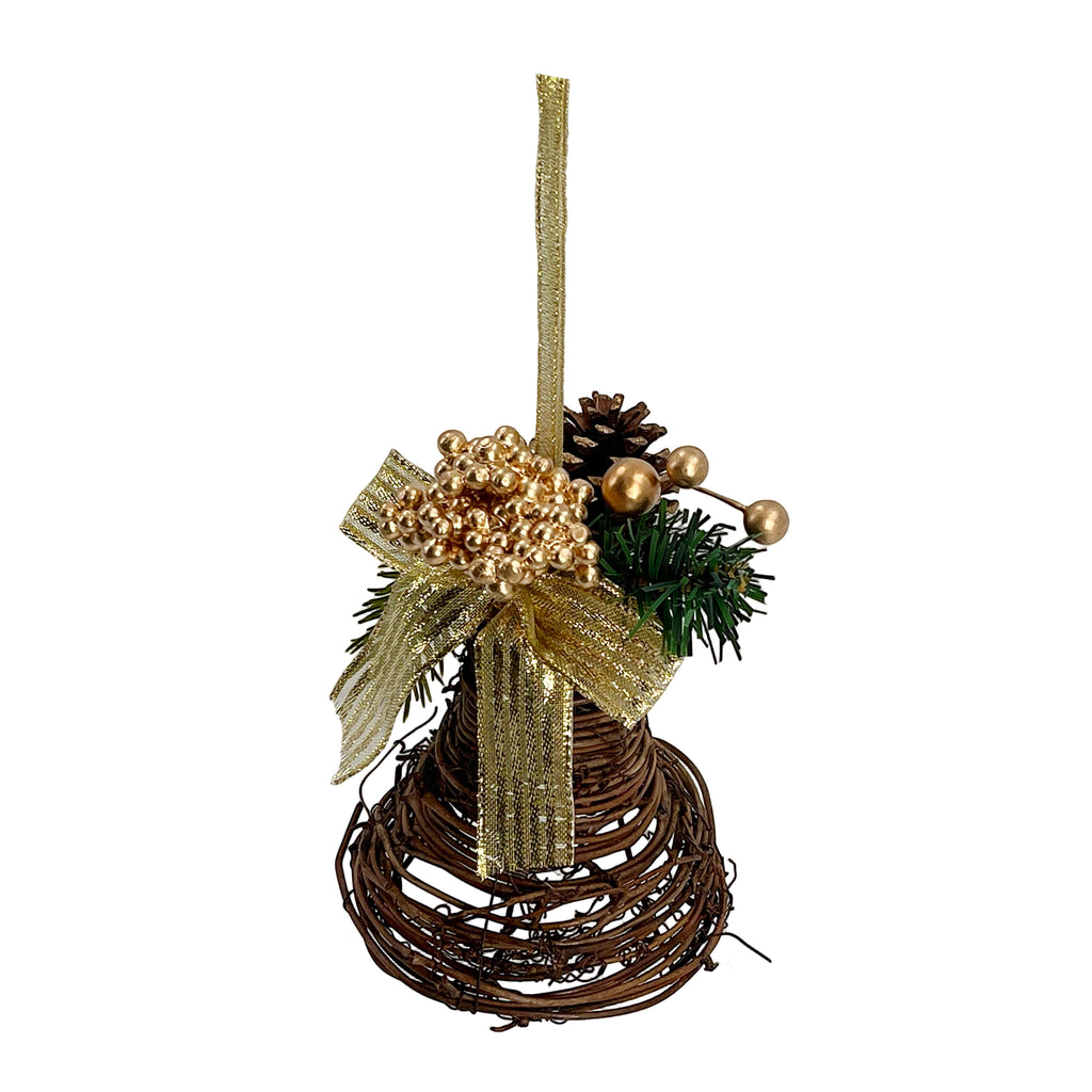 Hanging Rattan Bell Gold 10x10x20cm