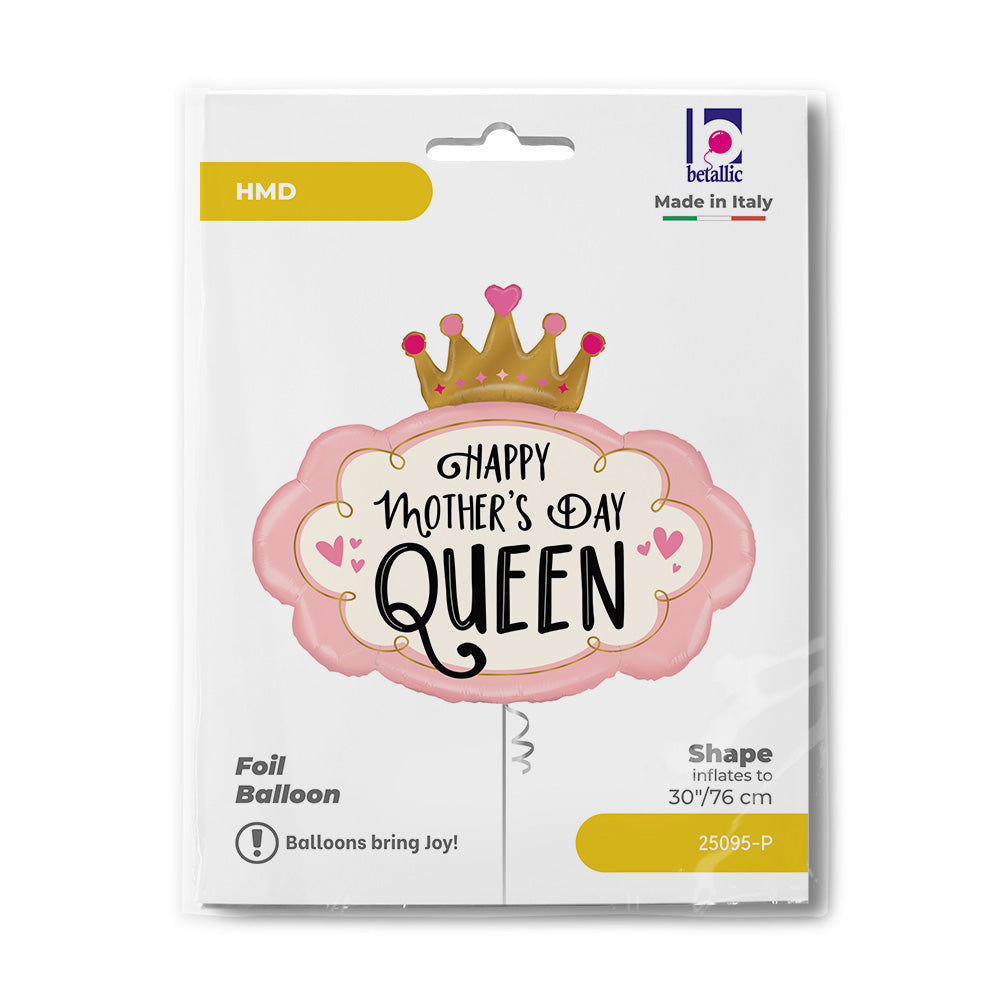 30" Mother’s Day Crown Foil Balloon – 'Queen Mom' Decor for Royal Brunch & Photos