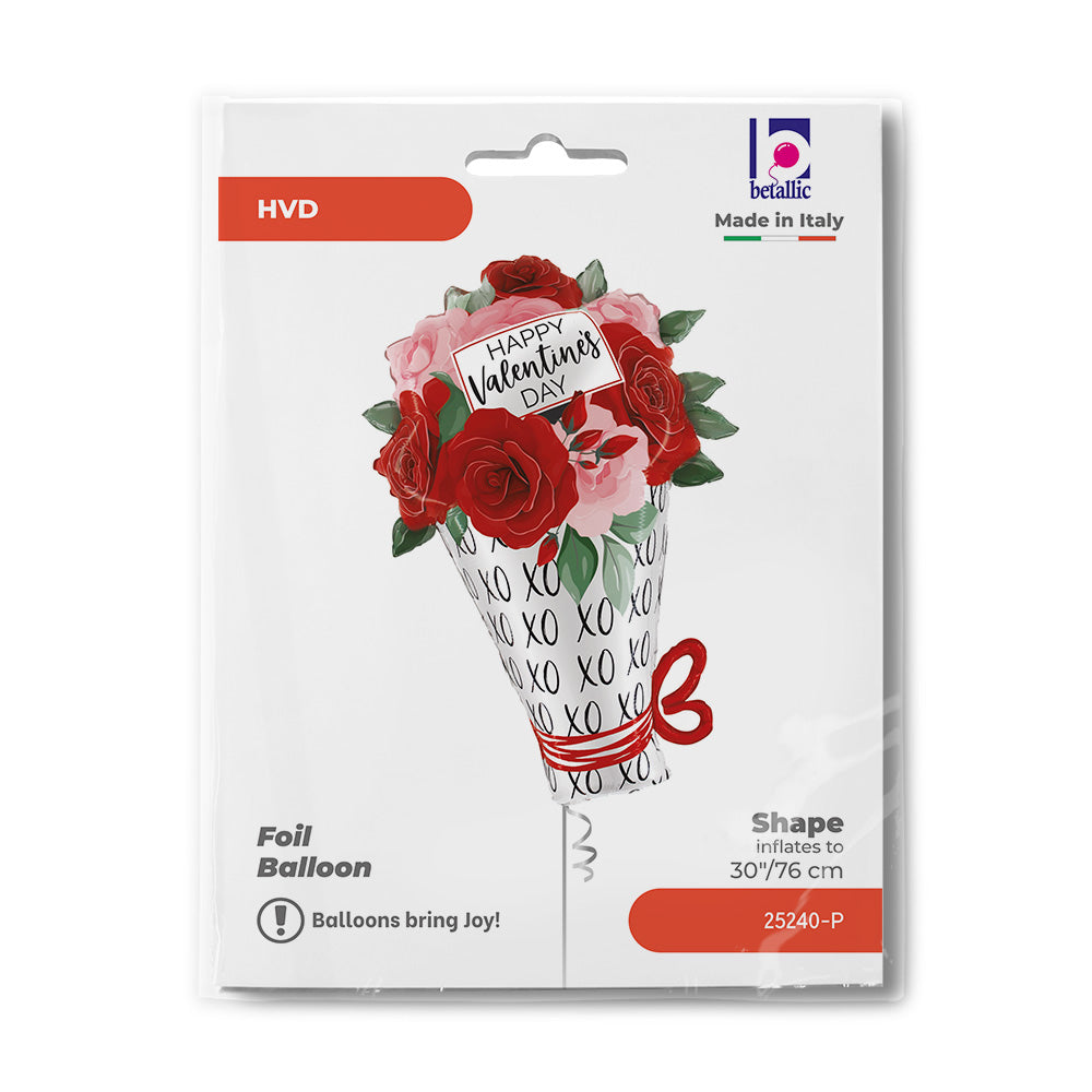 30" Satin Valentine Rose Bouquet Foil Balloon