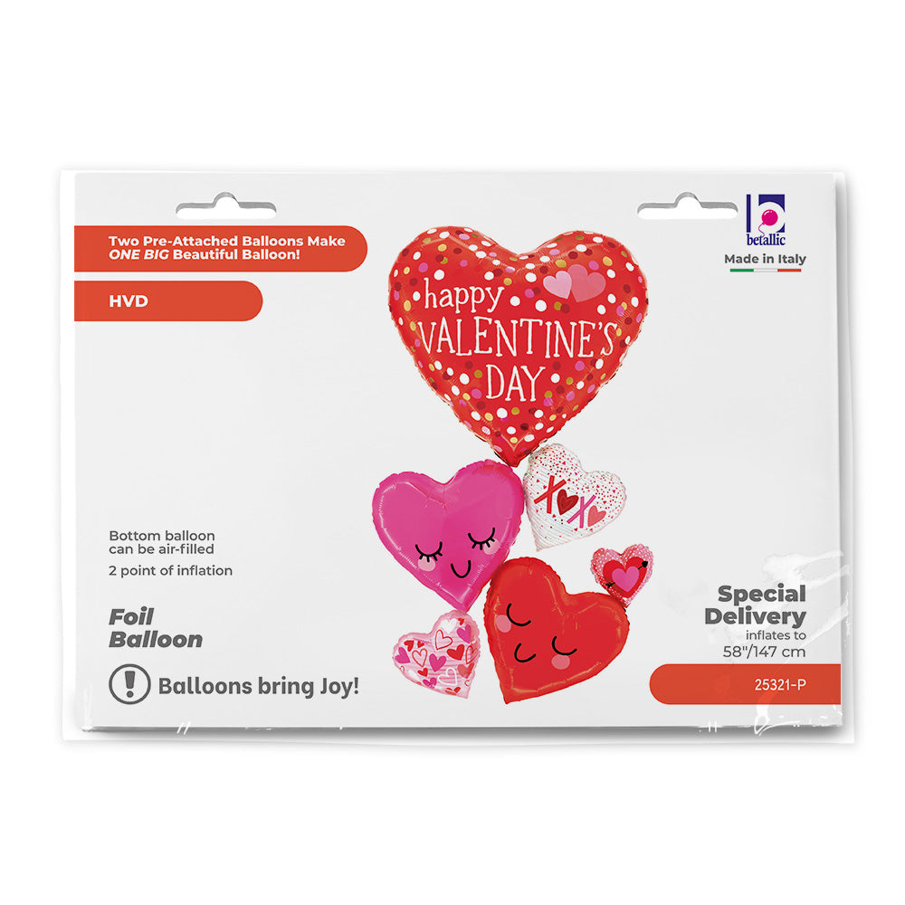 58" Foil Balloon Delivery Valentine Happy Hearts