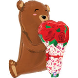 25" Rose Bouquet Bear Foil Balloon