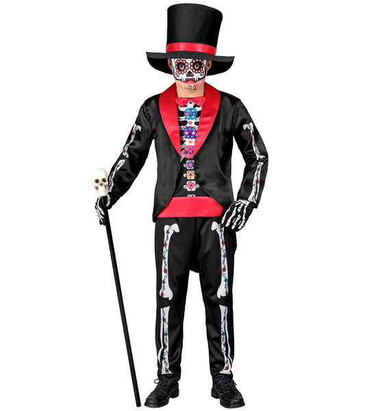 WIDMANN Dia De Los Muertos Boy Costume (Tailcoat w/shirt, pants, hat, mask) size 2T-3T kids halloween costume UAE