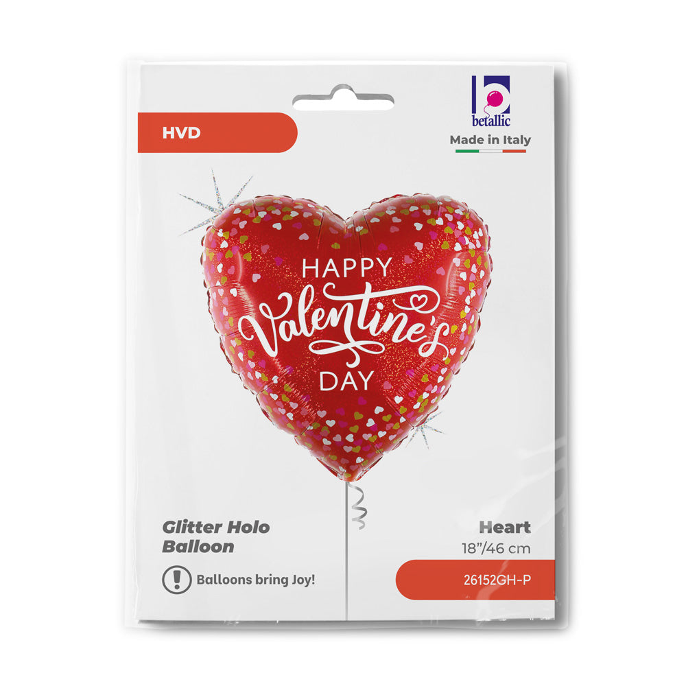 18" Valentine Confetti Hearts Foil Balloon