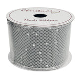 Christmas Mesh Ribbon Silver 6.3cmx10 yards