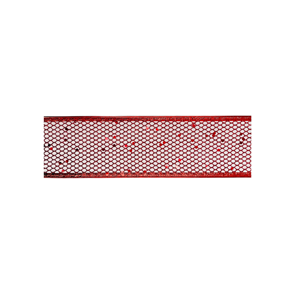 Christmas Mesh Ribbon Red 6.3cmx10 yards