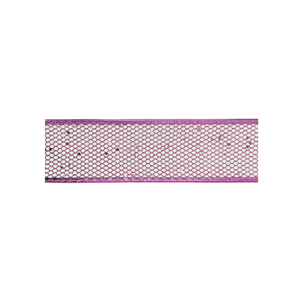 Christmas Mesh Ribbon Pink 6.3cmx10 yards