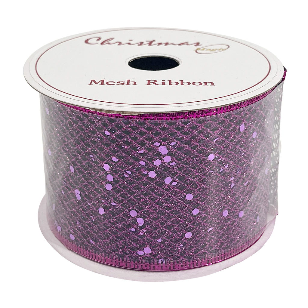 Christmas Mesh Ribbon Purple 6.3cmx10 yards