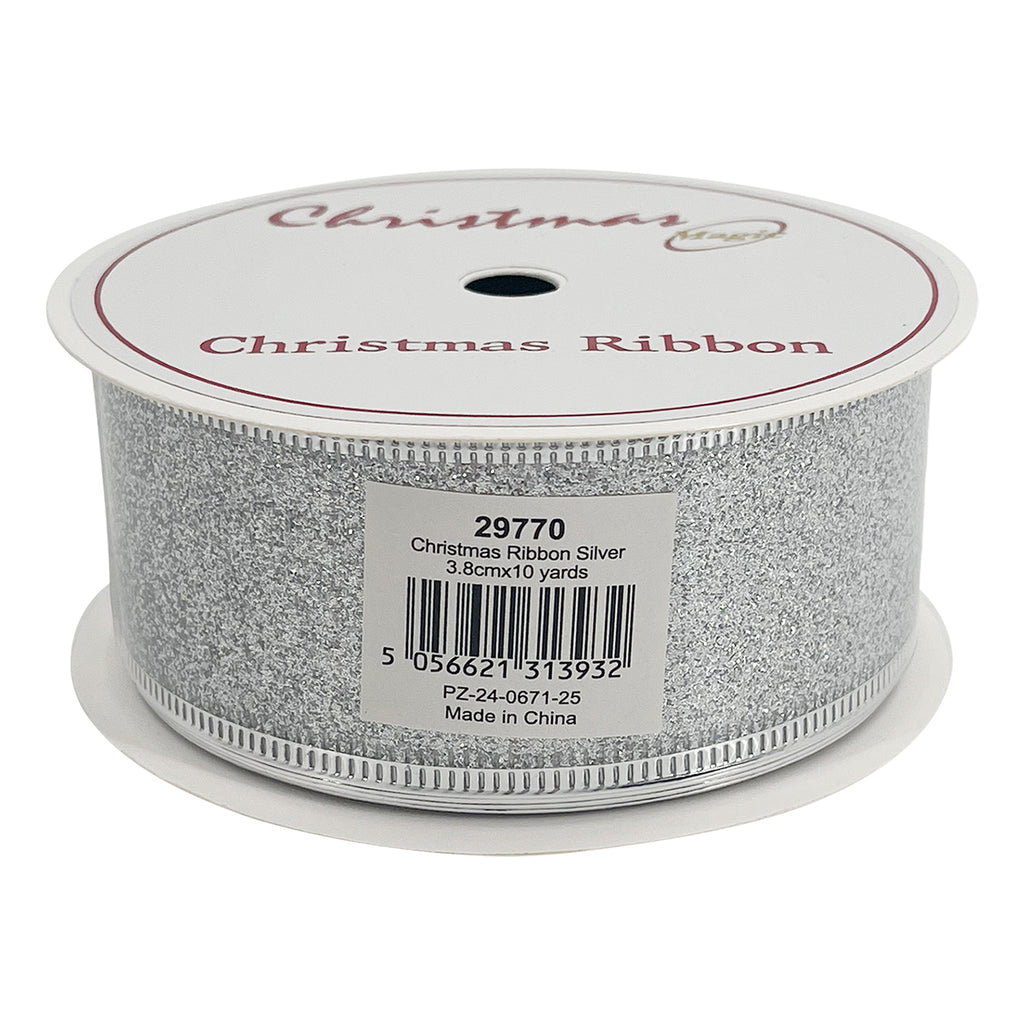 Christmas Ribbon Silver 3.8cmx10 yards