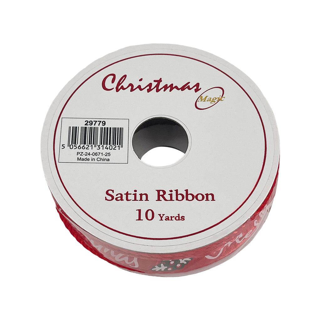 Christmas Satin Ribbon Red 1.7cmx10 yards