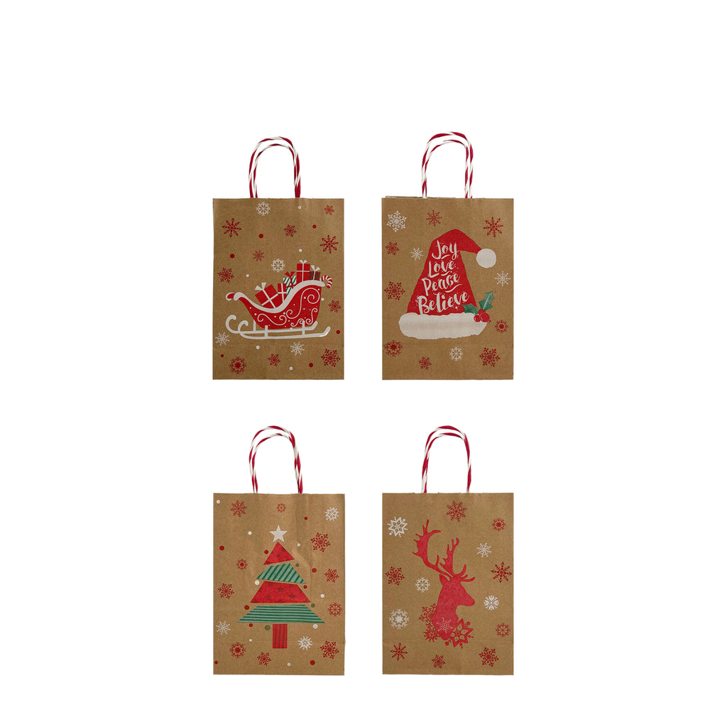 Rustic Cheer Kraft Bags Asst. Small 16x8x22cm 8Pcs/Pk