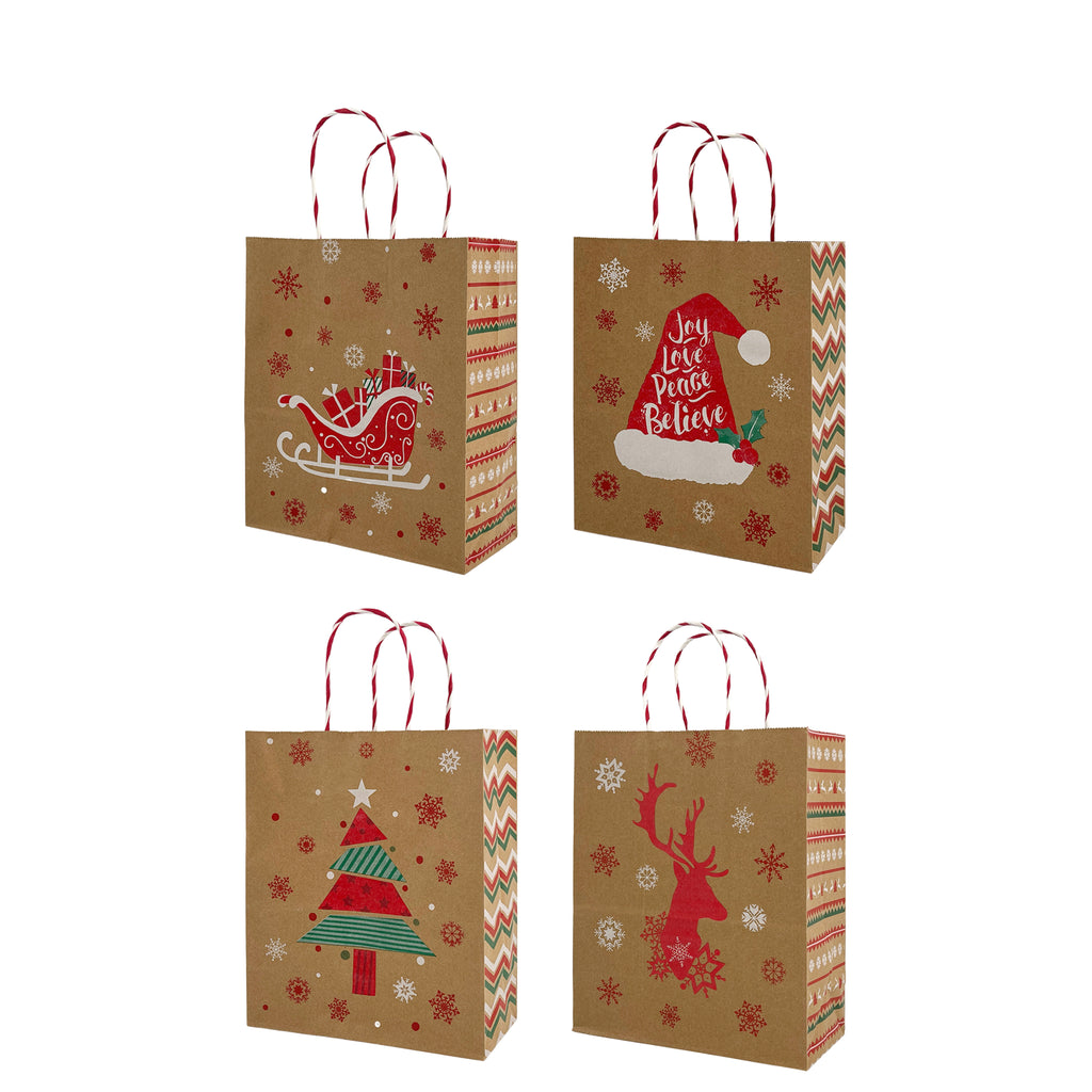 Rustic Cheer Kraft Bags Asst. Medium 22x11x27cm 6Pcs/Pk