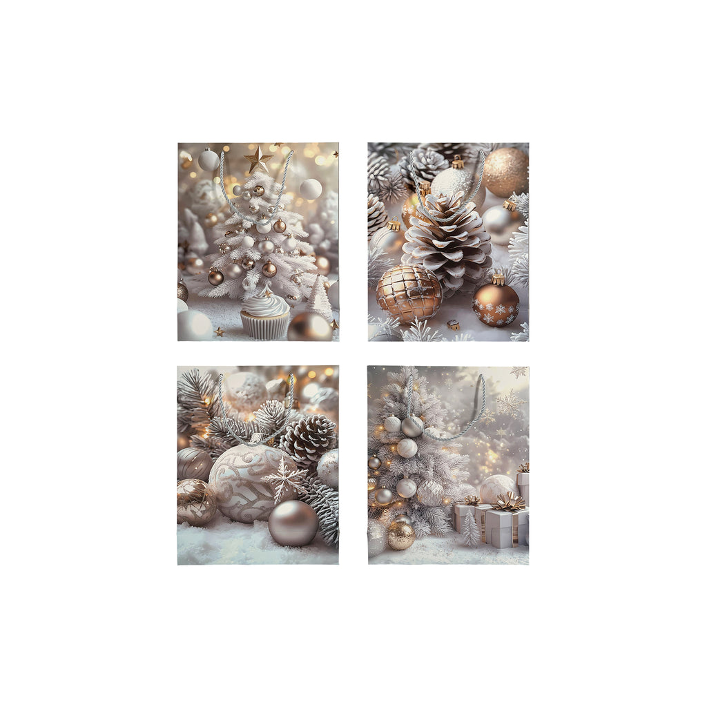 Frosted Elegance Gift Bags Asst. Medium 26x10x32cm 4Pcs/Pk