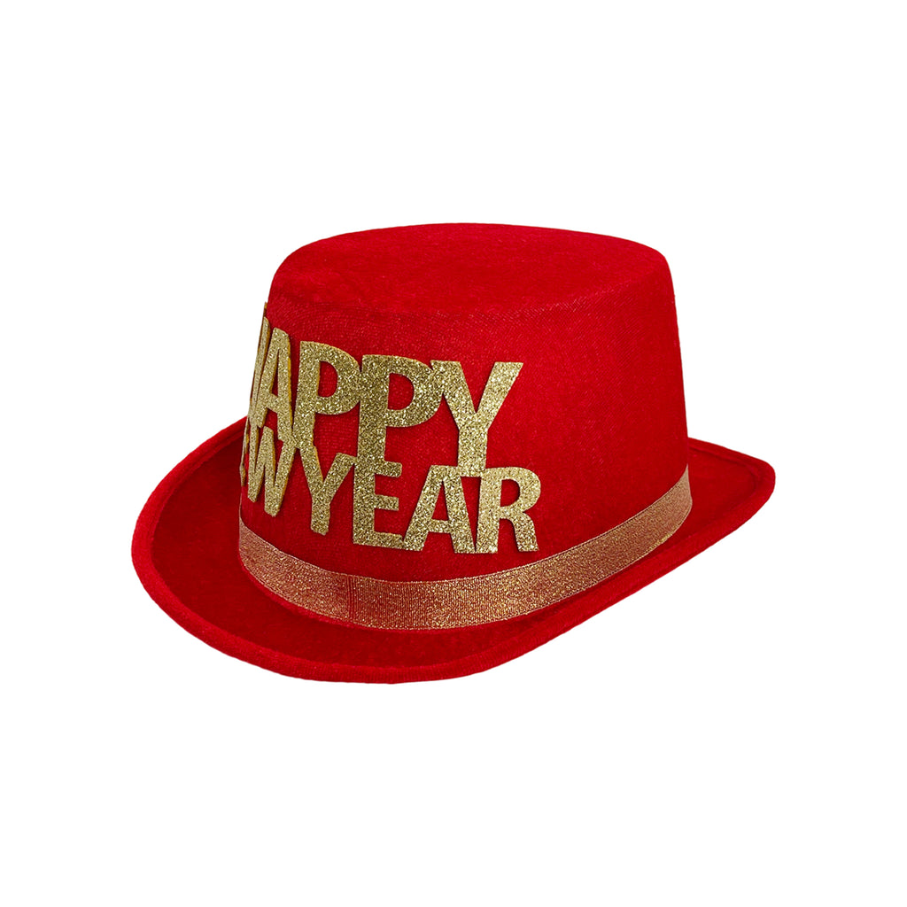 Happy New Year Top Hat Red/Gold