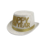 Happy New Year Top Hat White/Gold