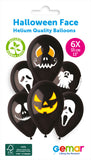 13" Latex Balloon GS120 Halloween Face 6Ct party balloon