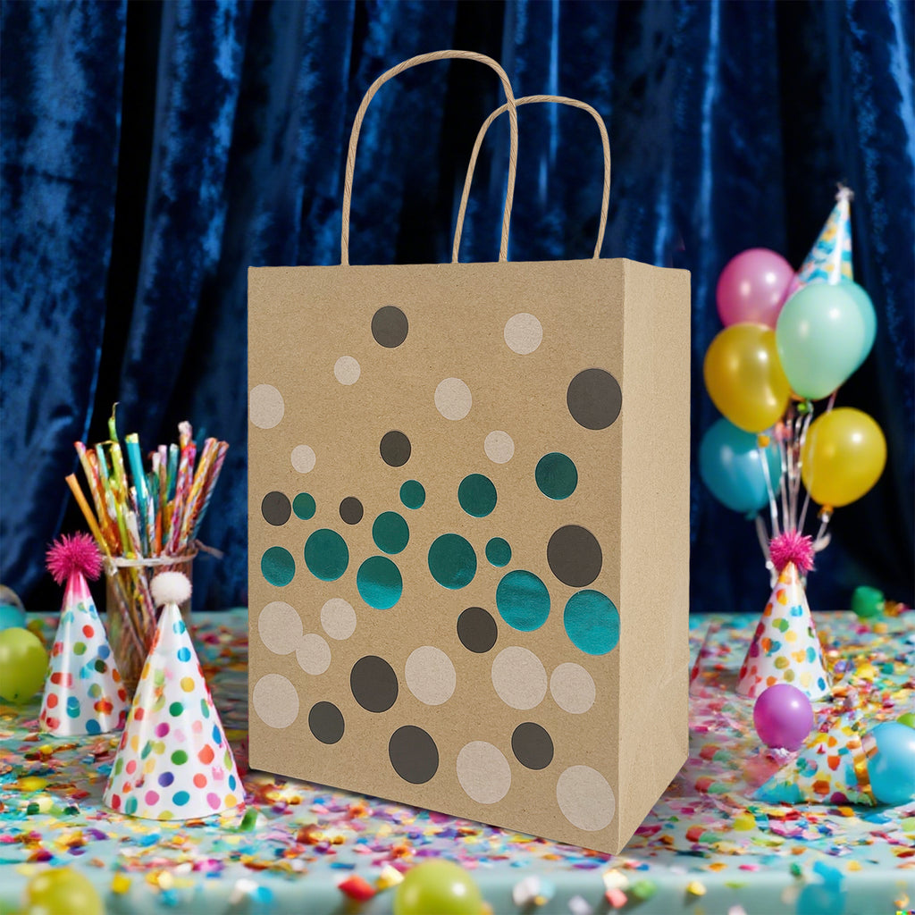 Confetti Sparkle Kraft Bags Asst. Small 12x7x17cm 8Pcs/Pk